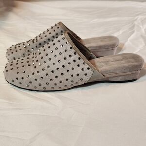 Joan Boyce Gray Studded Slip On Mules Had Minor Peeling Interior 7.5M